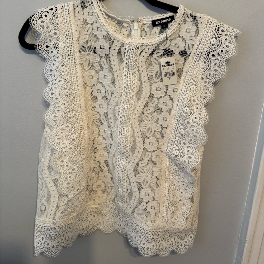 Express Women's Cream Lace Blouse